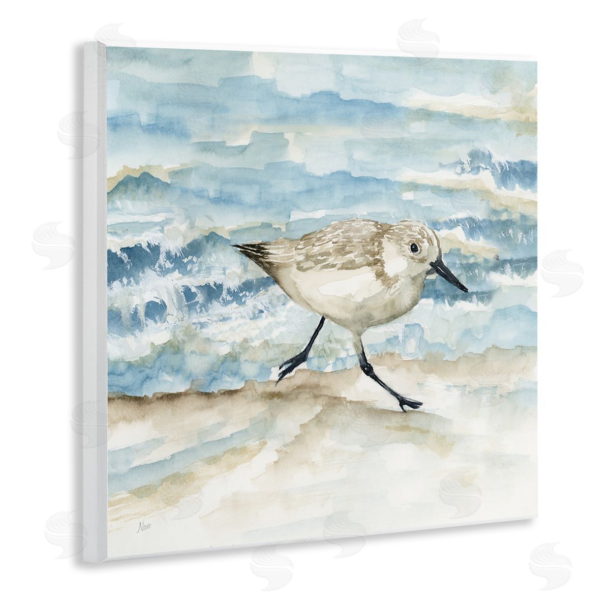 Sandpiper Striding Shore Wood Plaque Wall Art, Home Decor by Nan