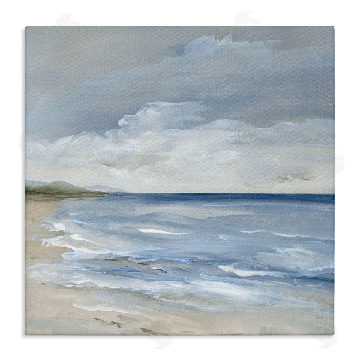 Stormy Beach Landscape Canvas Wall Art, Home Decor by Nan