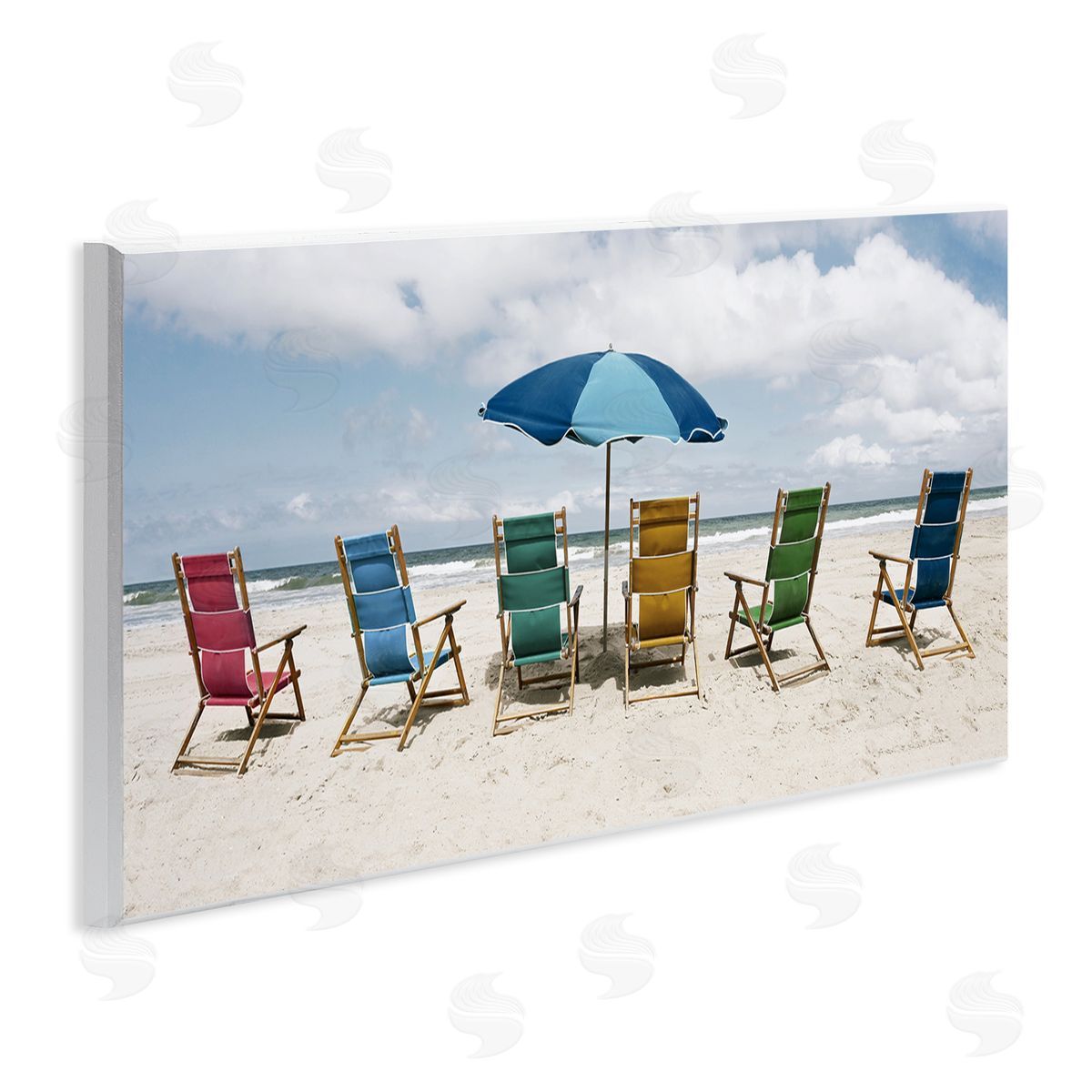 Colorful Beach Chairs Wood Plaque Wall Art, Home Decor by Natalie Carpentieri
