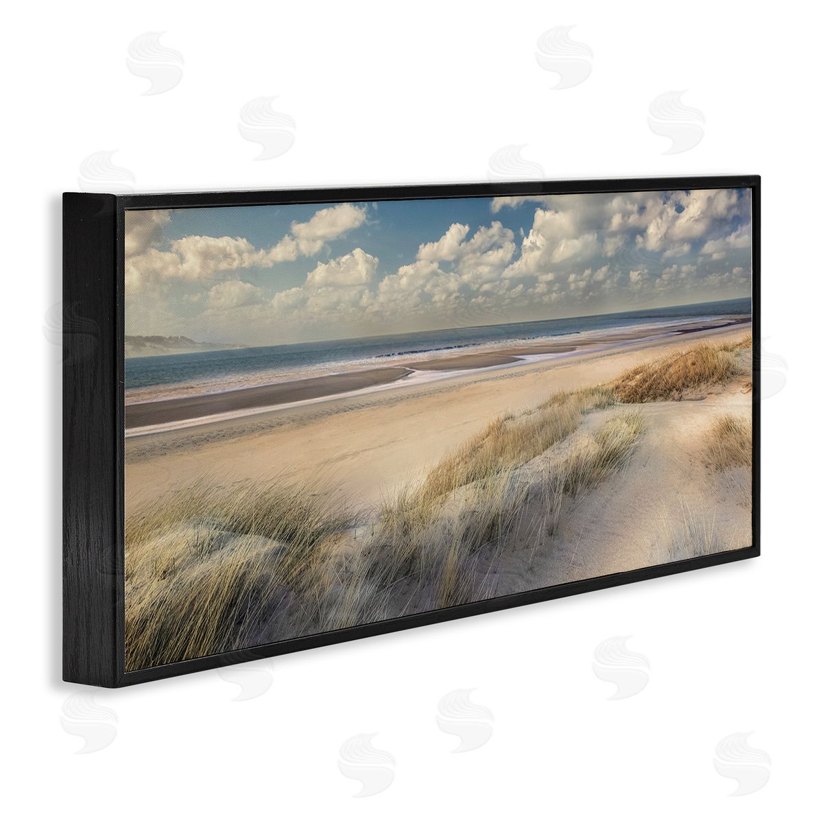 Rolling Clouds Beach Scenery Black Frame Print Wall Art, Home Decor by Mike Calascibetta