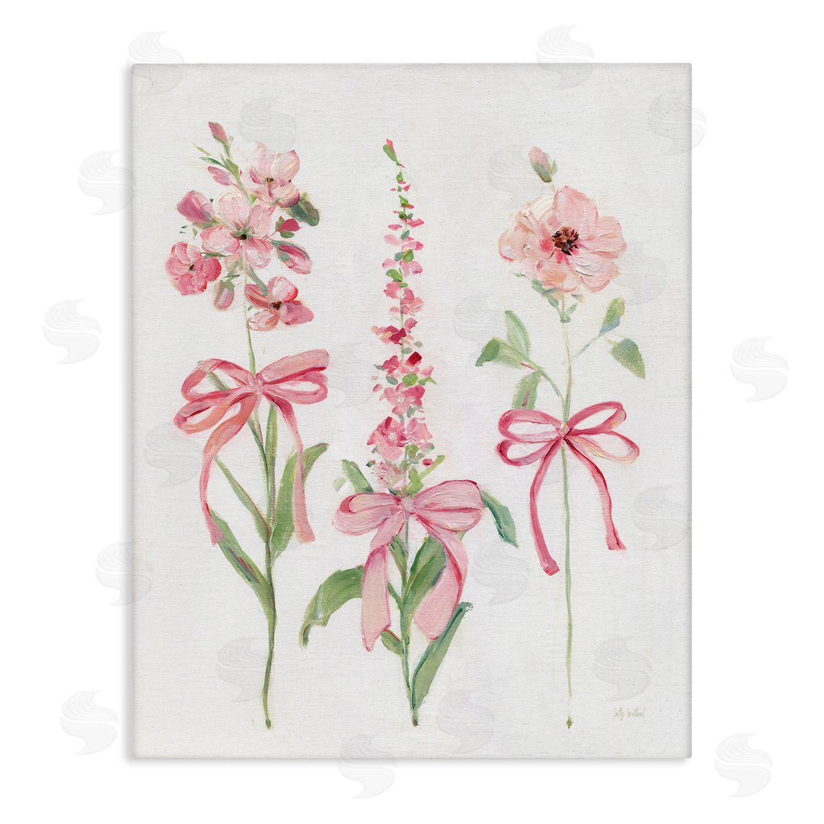 Pink Cottage Floral Sprigs Canvas Wall Art, Home Decor by Sally Swatland