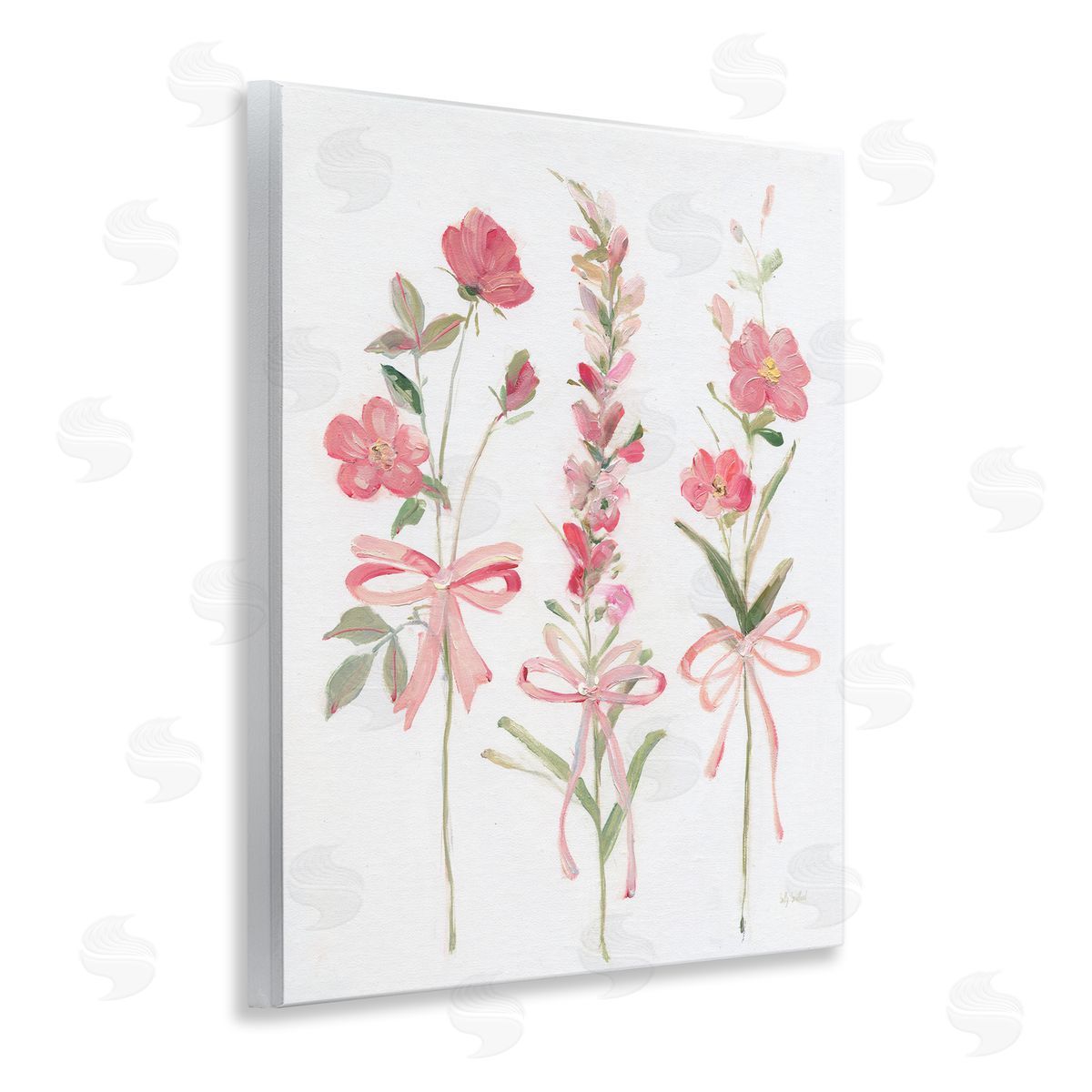 Pastel Pink Floral Sprigs Wood Plaque Wall Art, Home Decor by Sally Swatland