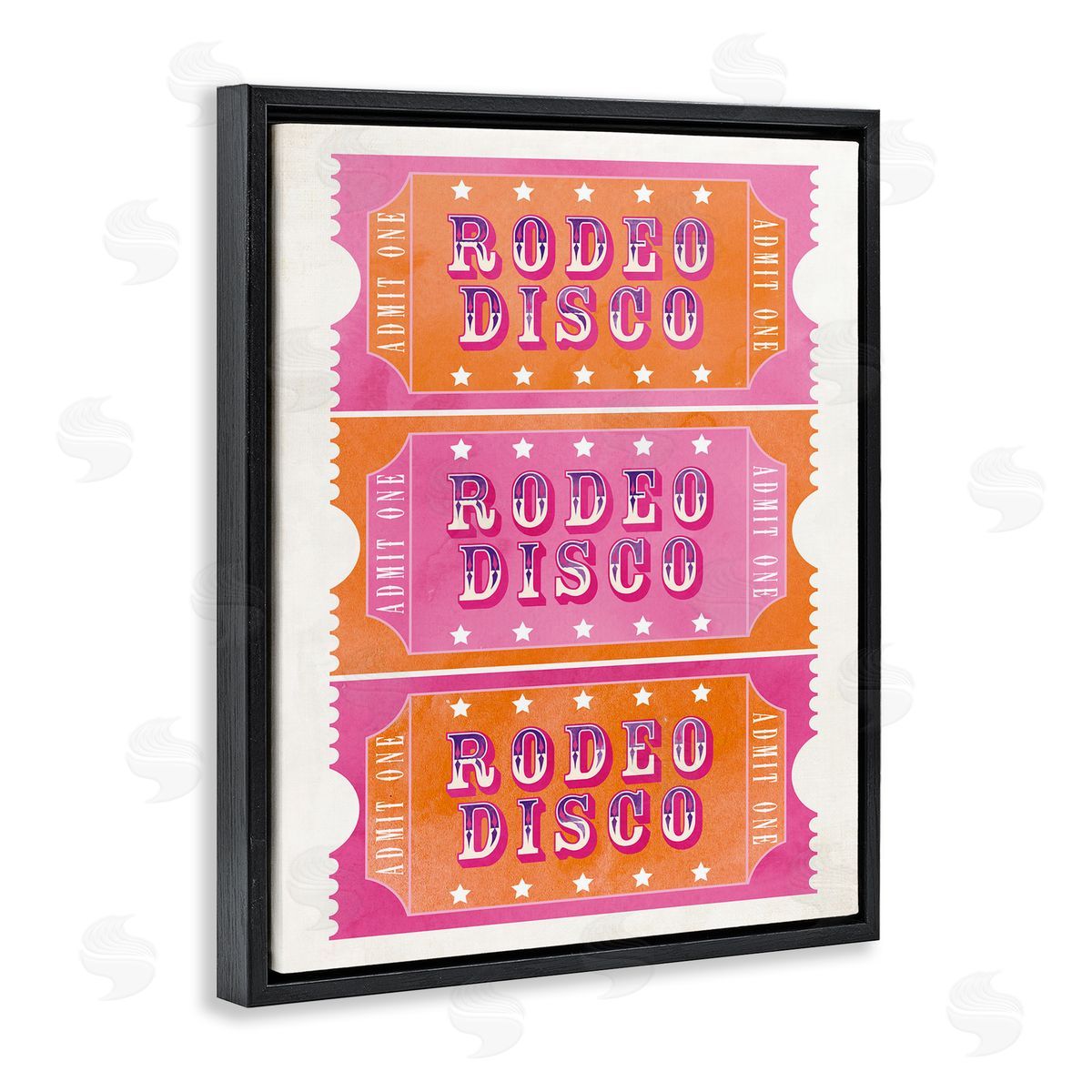 Rodeo Disco Ticket Stubs Black Floating Frame Canvas Wall Art, Home Decor by Susan Arnot