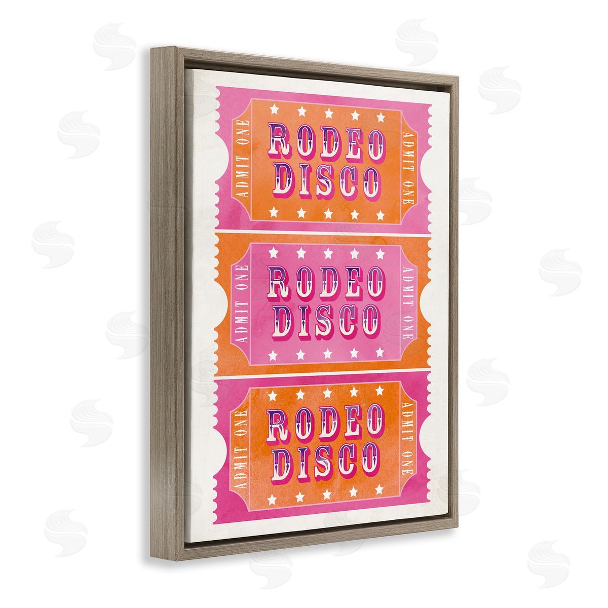 Rodeo Disco Ticket Stubs Brown Floating Frame Canvas Wall Art, Home Decor by Susan Arnot