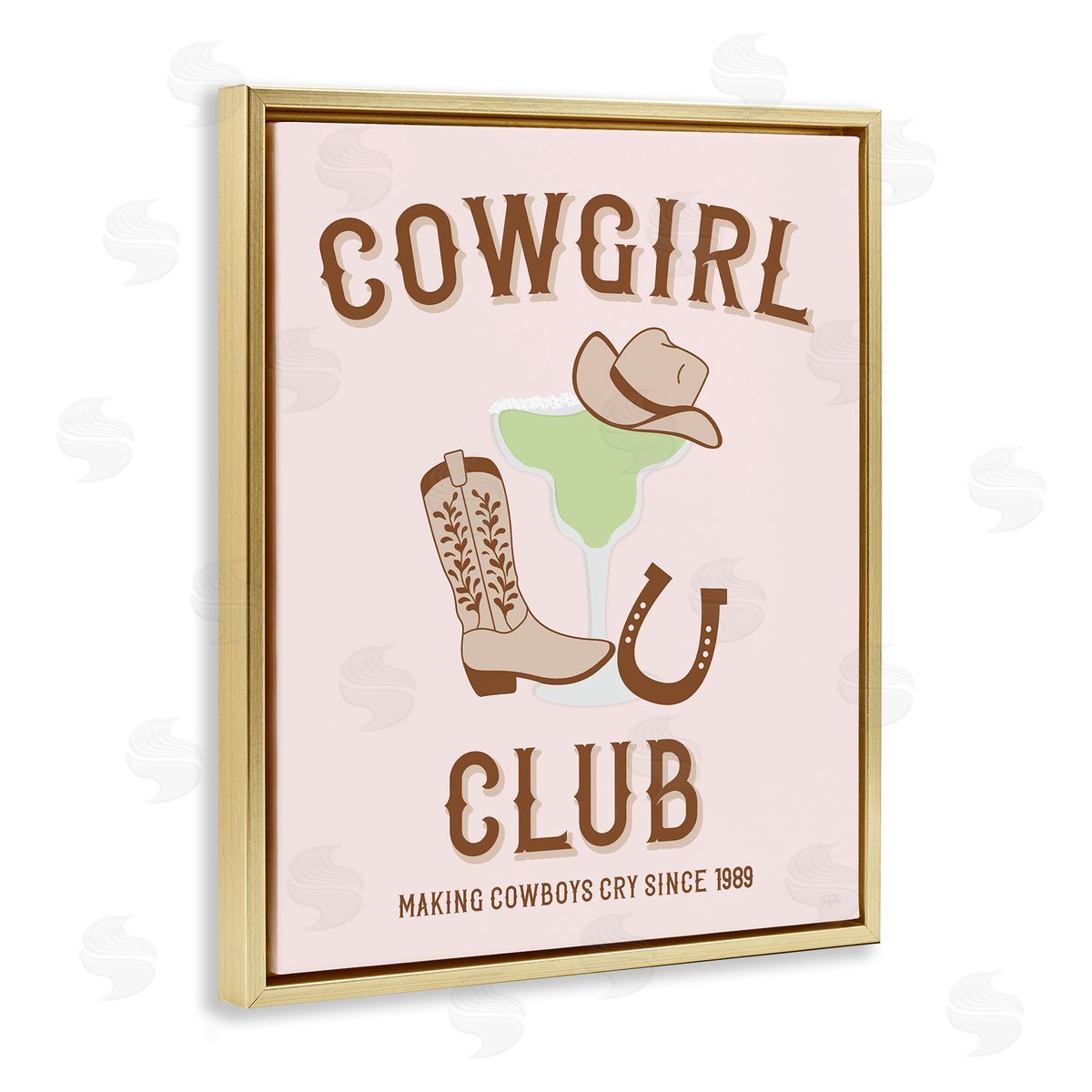 Cowgirl Club Accessories Gold Floating Frame Canvas Wall Art, Home Decor by Natalie Carpentieri