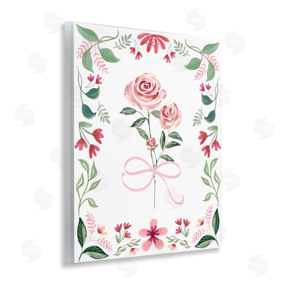 Delicate Roses Floral Border Wood Plaque Wall Art, Home Decor by Kristen Brockmon