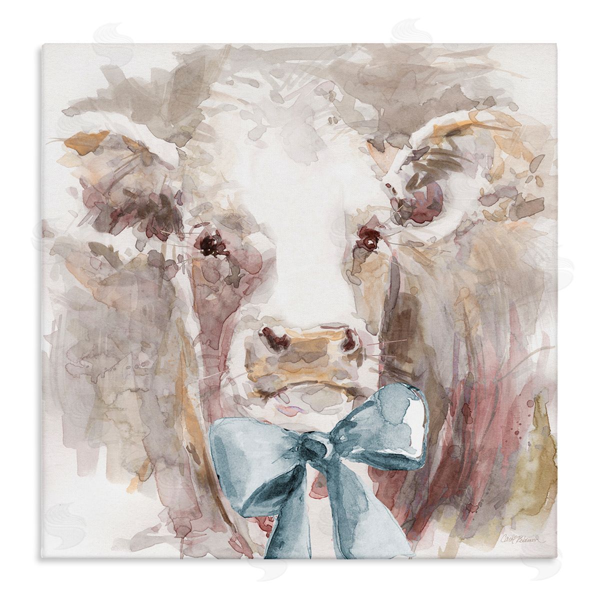 Soft Abstract Cow & Bow Canvas Wall Art, Home Decor by Carol Robinson