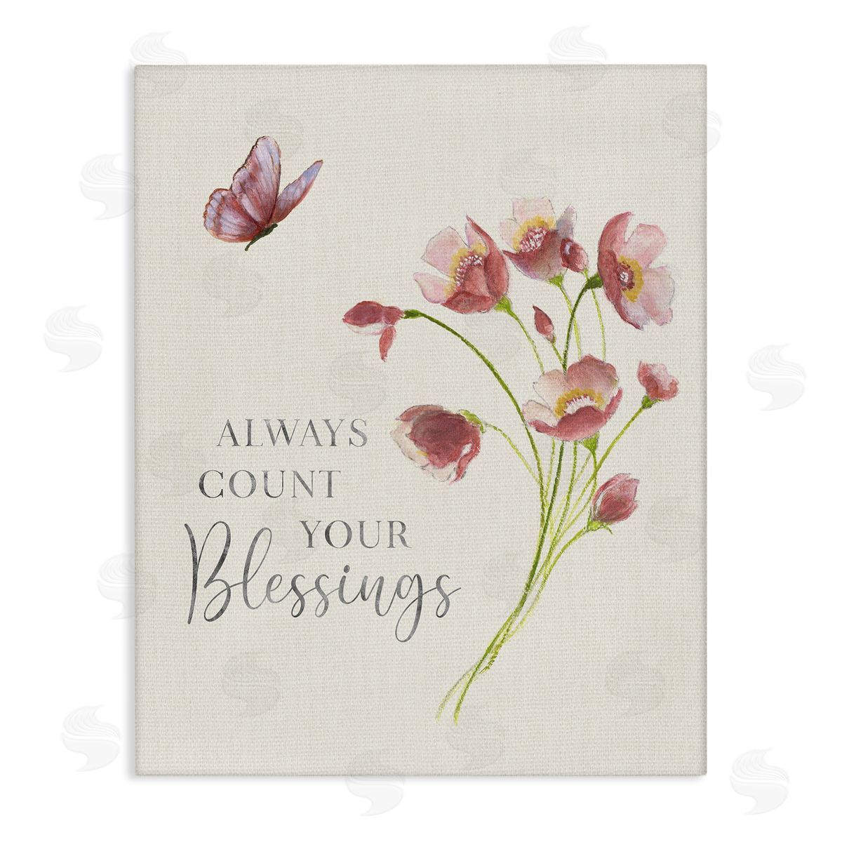 Count Your Blessings Florals Canvas Wall Art, Home Decor by Janet Tava