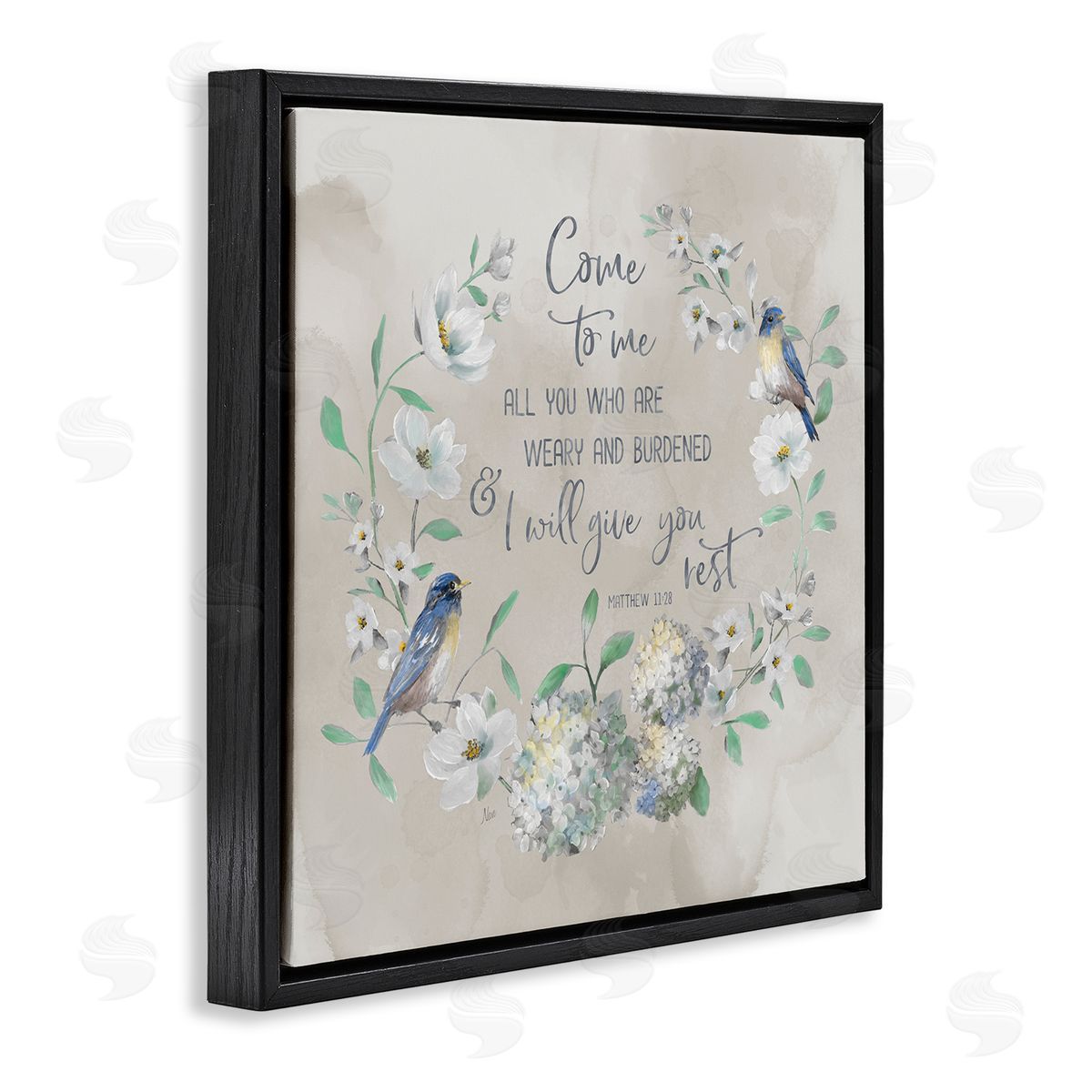 Comforting Proverb & Wreath Black Floating Frame Canvas Wall Art, Home Decor by Nan