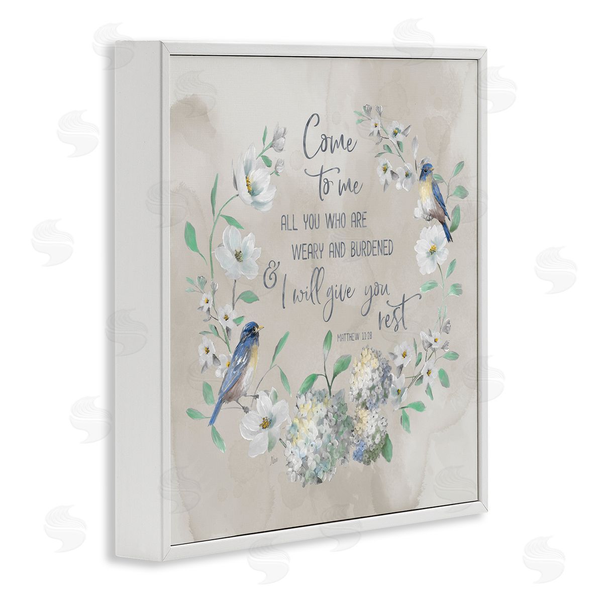 Comforting Proverb & Wreath White Frame Print Wall Art, Home Decor by Nan