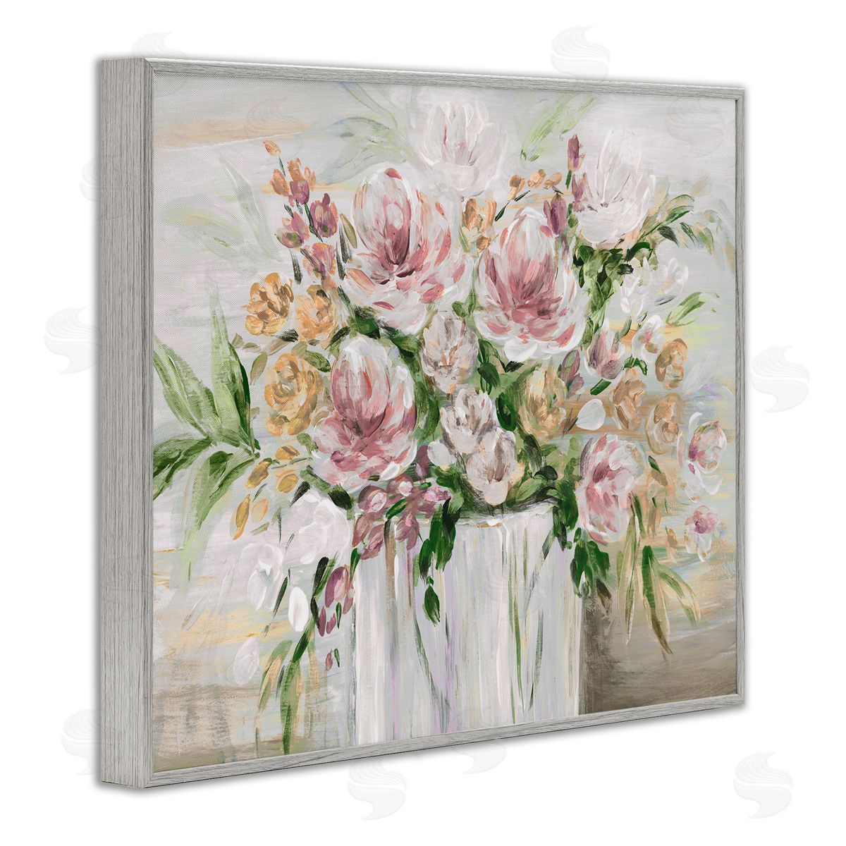 Country Style Floral Grey Frame Print Wall Art, Home Decor by Kristen Brockmon