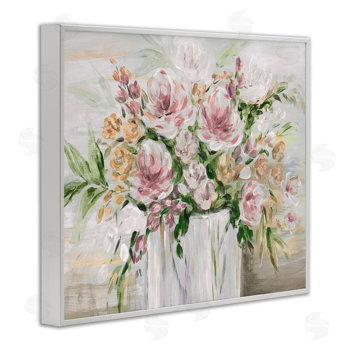 Country Style Floral White Frame Print Wall Art, Home Decor by Kristen Brockmon