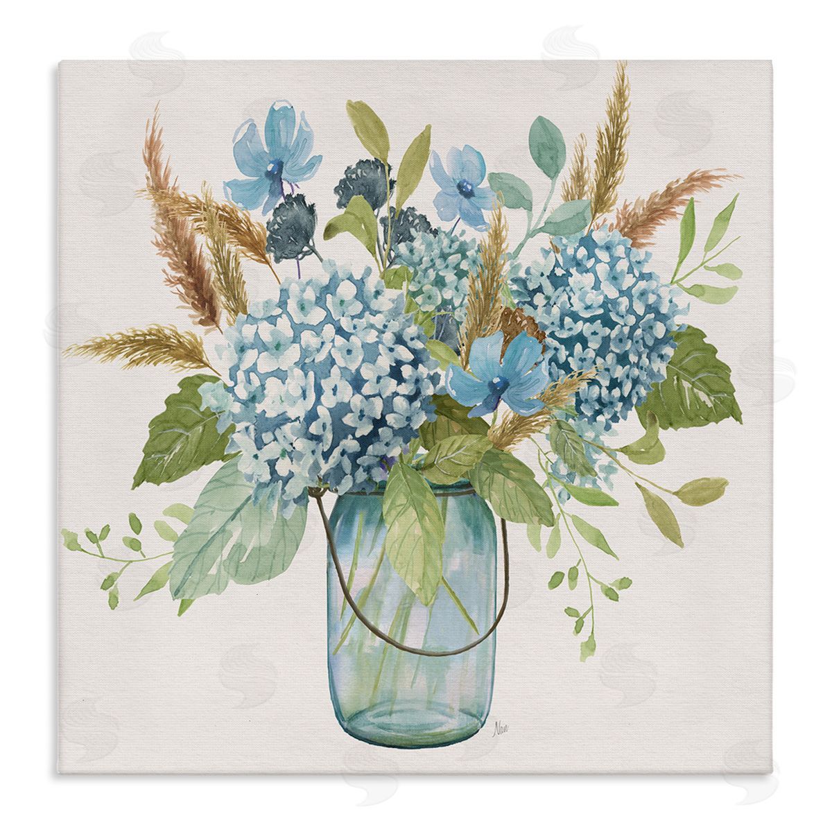 Hydrangea in Mason Jar Canvas Wall Art, Home Decor by Nan