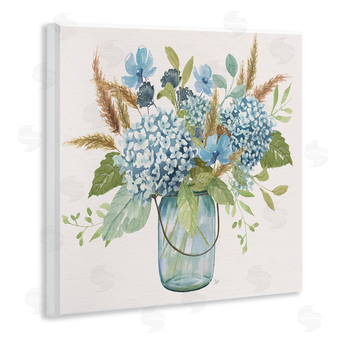 Hydrangea in Mason Jar Wood Plaque Wall Art, Home Decor by Nan