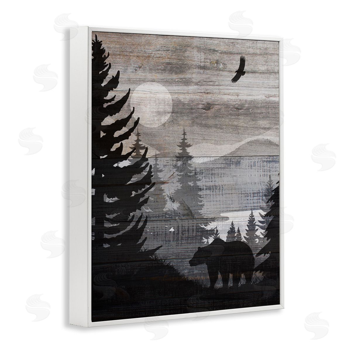 Rustic Woodland Evening White Frame Print Wall Art, Home Decor by Susan Arnot