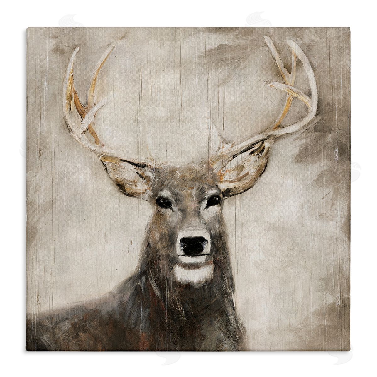 Gazing Deer in Neutrals Canvas Wall Art, Home Decor by Sally Swatland