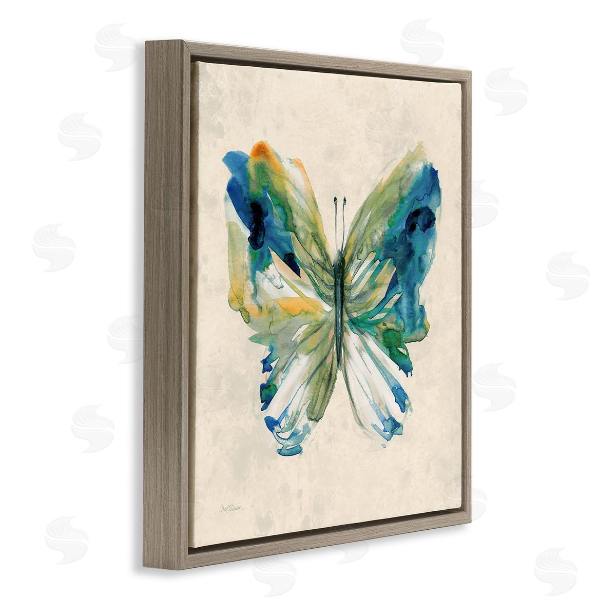 Vivid Abstract Butterfly Wings Brown Floating Frame Canvas Wall Art, Home Decor by Carol Robinson