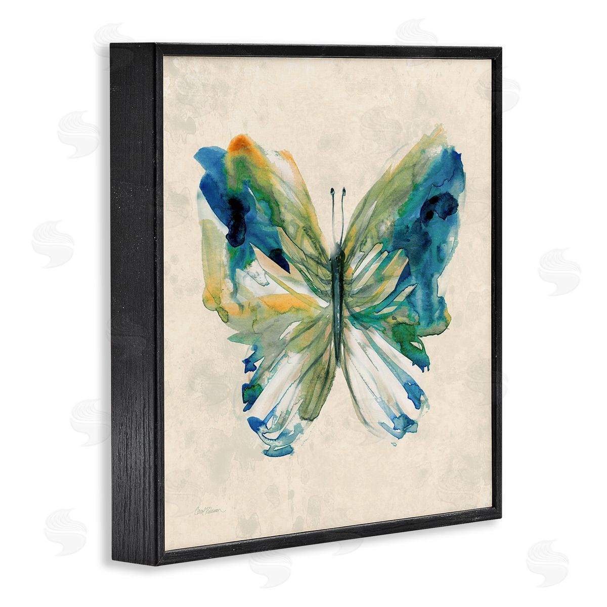 Vivid Abstract Butterfly Wings Black Frame Print Wall Art, Home Decor by Carol Robinson