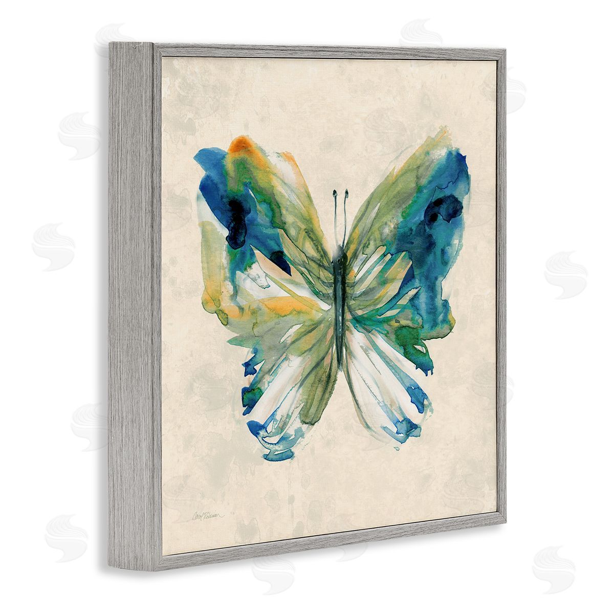 Vivid Abstract Butterfly Wings Grey Frame Print Wall Art, Home Decor by Carol Robinson