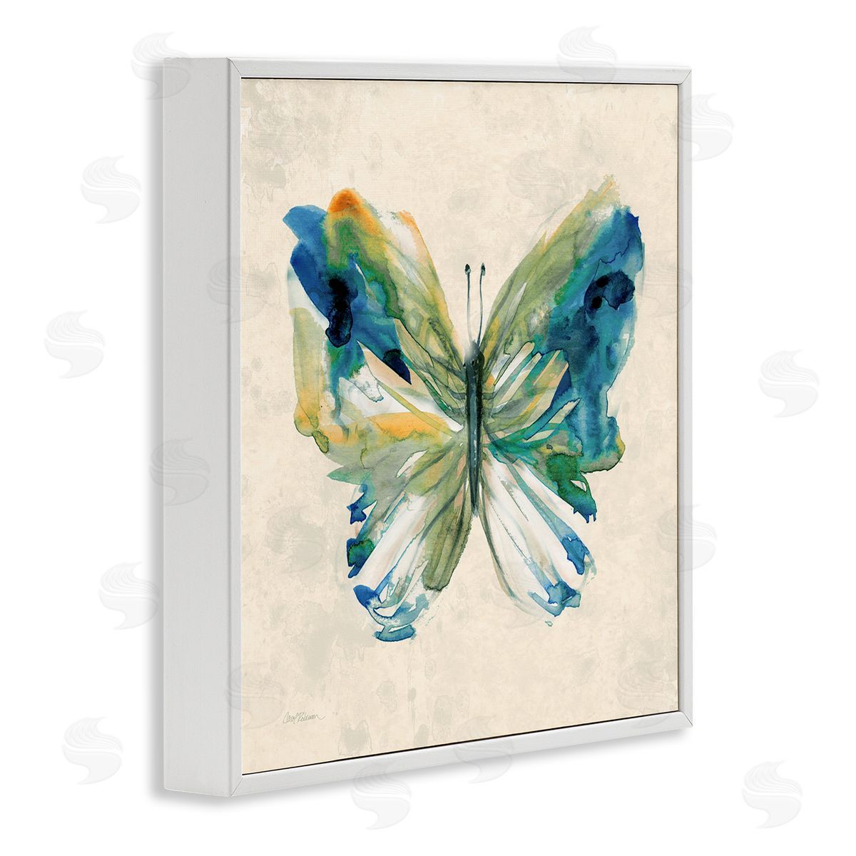 Vivid Abstract Butterfly Wings White Frame Print Wall Art, Home Decor by Carol Robinson
