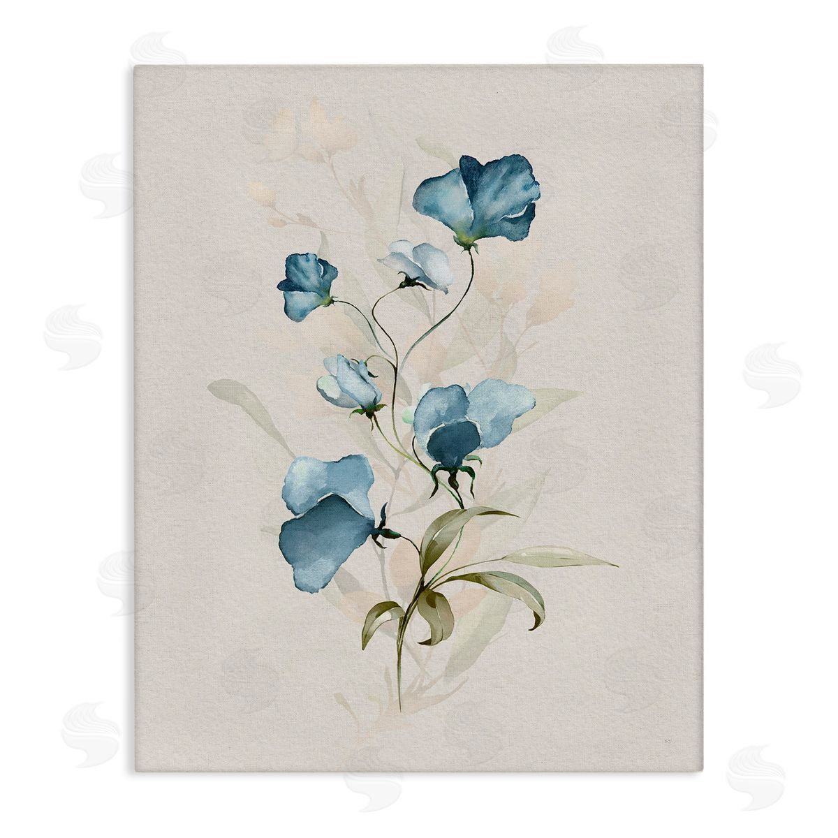 Blue Herb & Blossom Canvas Wall Art, Home Decor by Susan Jill