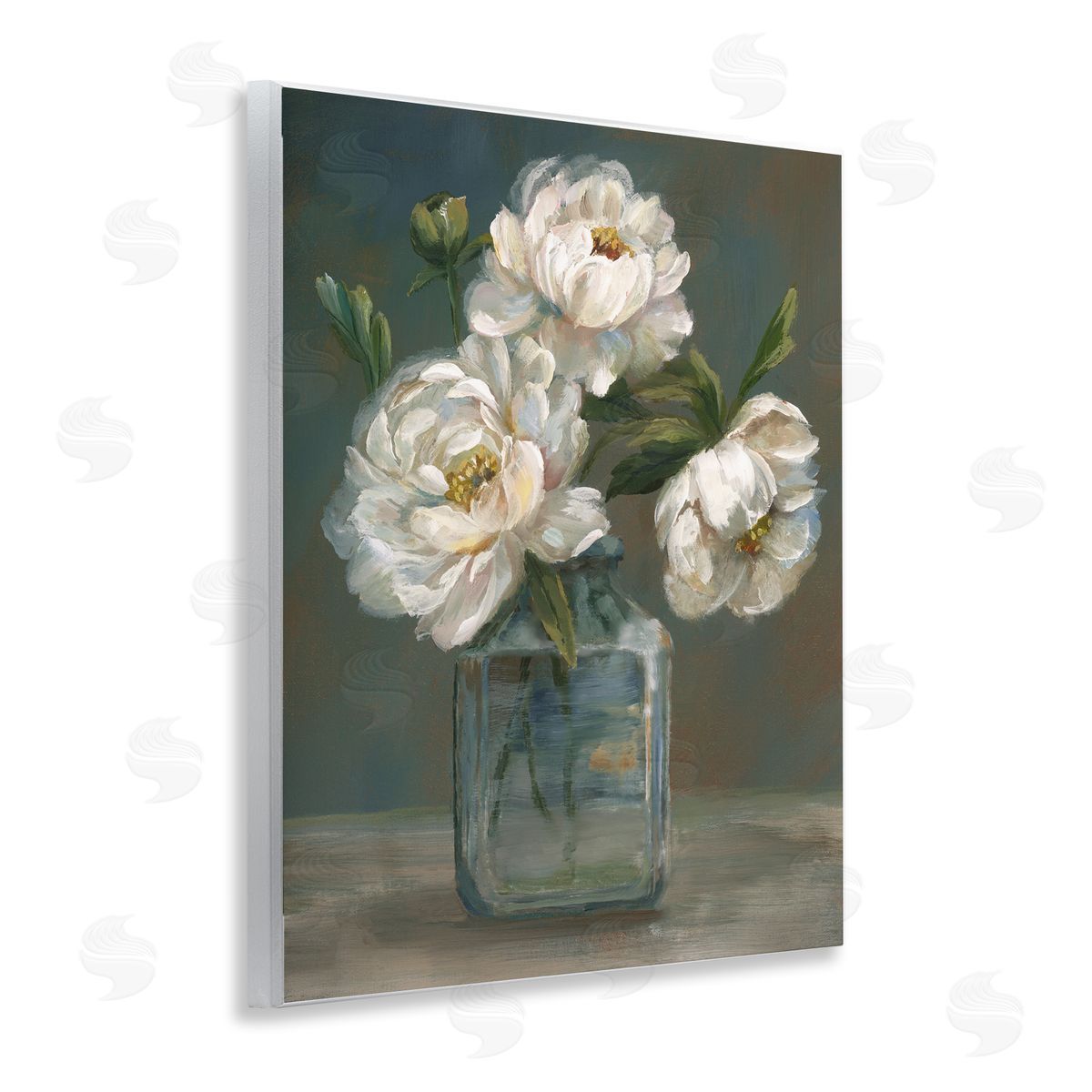 Traditional White Flower Trio Wood Plaque Wall Art, Home Decor by Nan