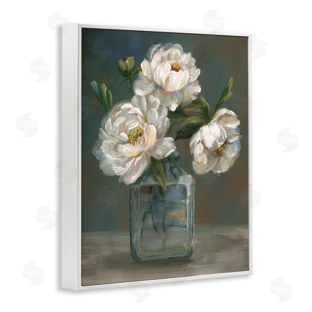 Traditional White Flower Trio White Frame Print Wall Art, Home Decor by Nan