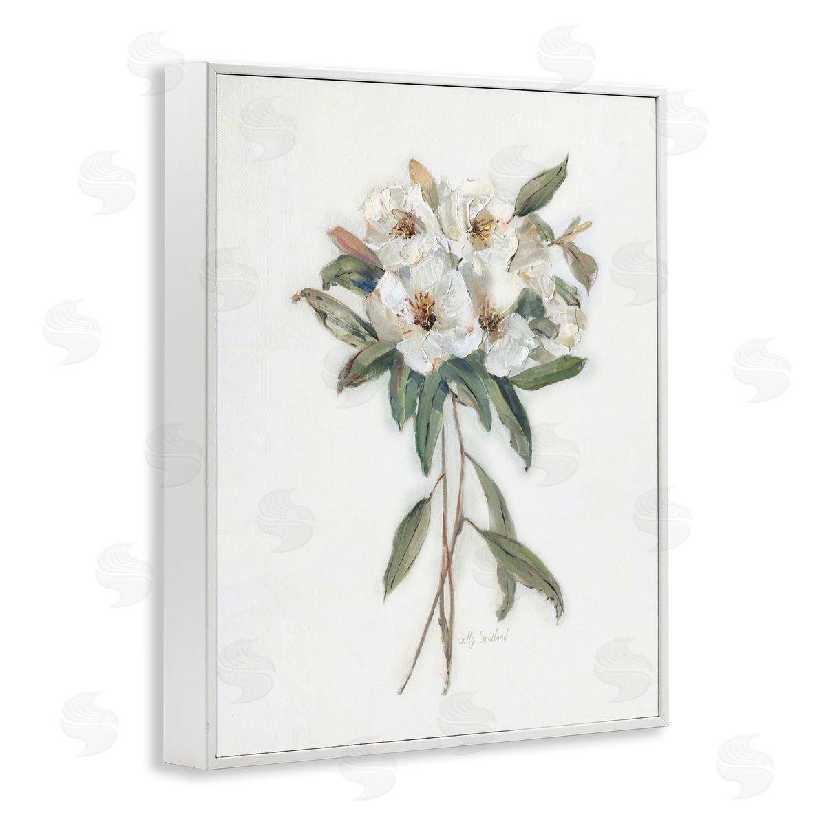 White Wildflower Bundle White Frame Print Wall Art, Home Decor by Sally Swatland