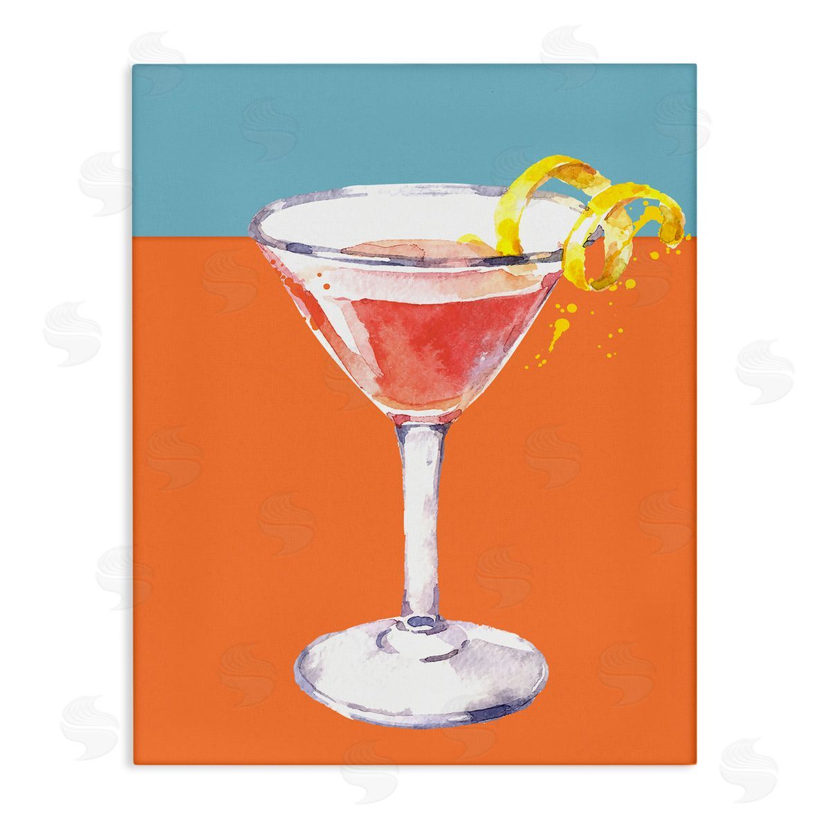 Cocktail on Blocked Hues Canvas Wall Art, Home Decor by Susan Jill