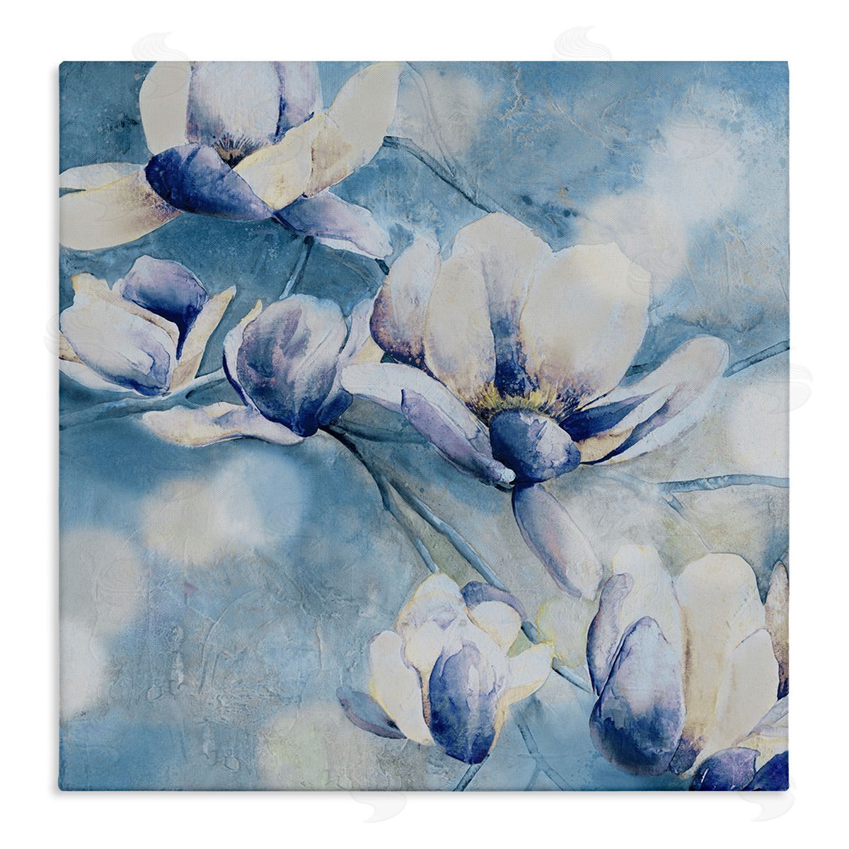 Blue Flowers & Bokeh Canvas Wall Art, Home Decor by Carol Robinson