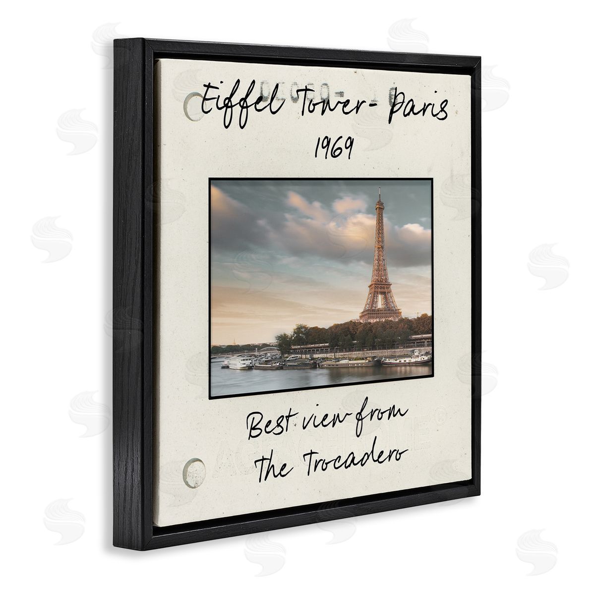 Vintage Travel Eiffel Tower Black Floating Frame Canvas Wall Art, Home Decor by Danita Delimont