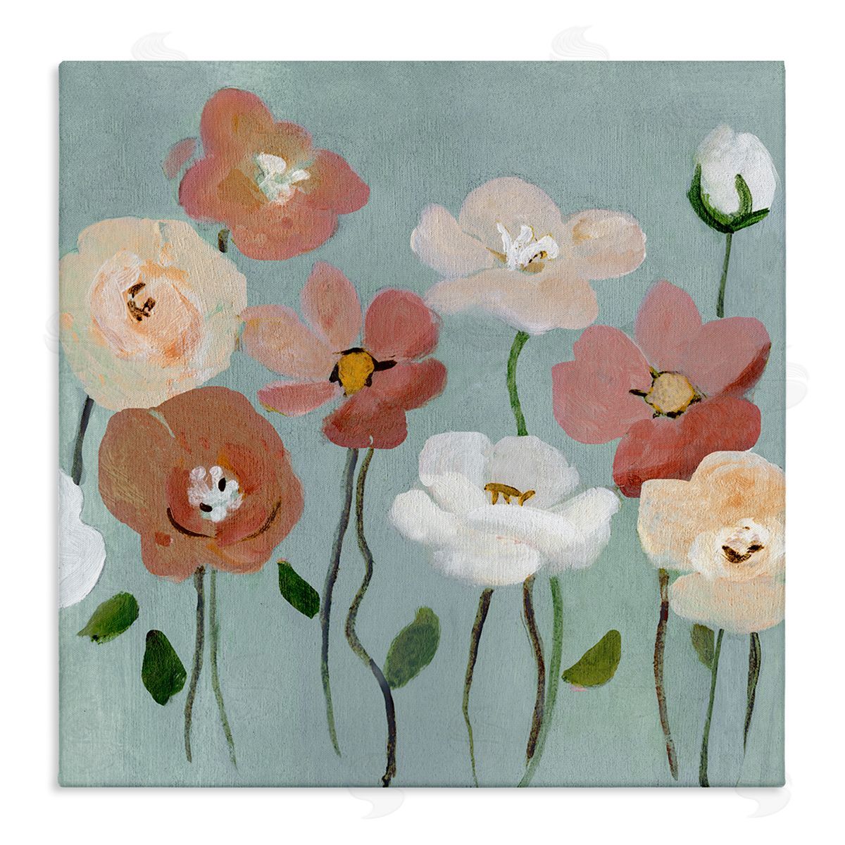 Boho Blooms on Blue Canvas Wall Art, Home Decor by Charity Henderson