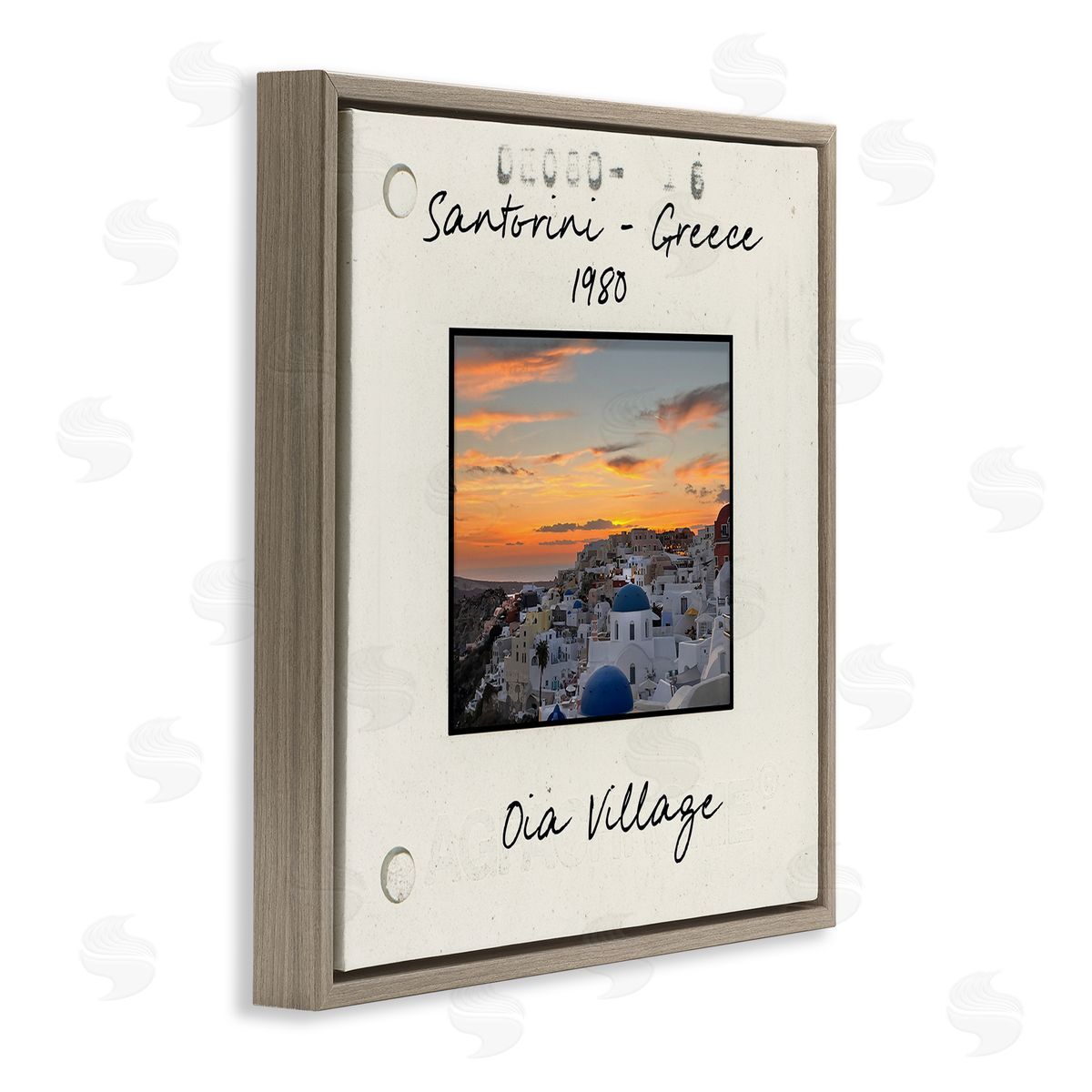 Greece Travel City View Brown Floating Frame Canvas Wall Art, Home Decor by Val Rhodes