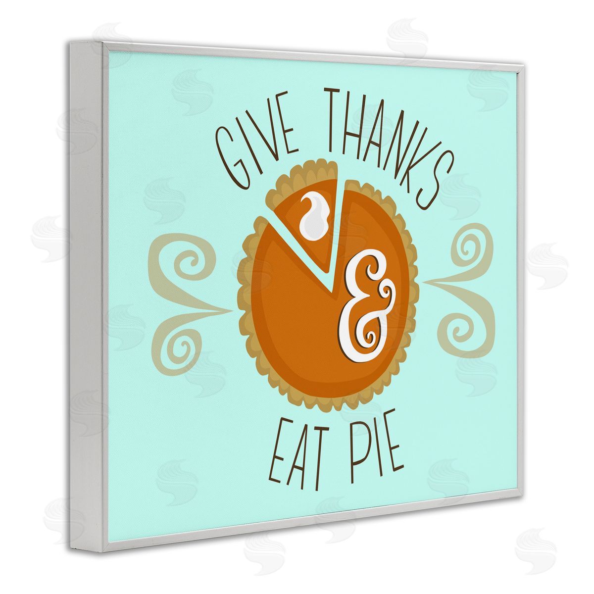 Give Thanks Eat Pie White Frame Print Wall Art, Home Decor by Mandy Ford Art + Illustration