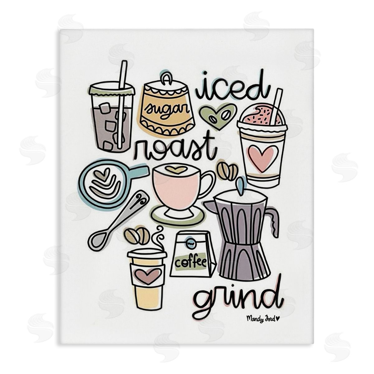 Various Coffee Types Trend Canvas Wall Art, Home Decor by Mandy Ford Art + Illustration