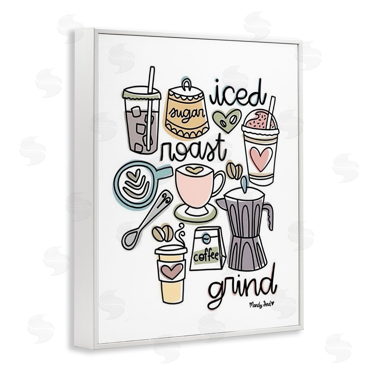 Various Coffee Types Trend White Frame Print Wall Art, Home Decor by Mandy Ford Art + Illustration
