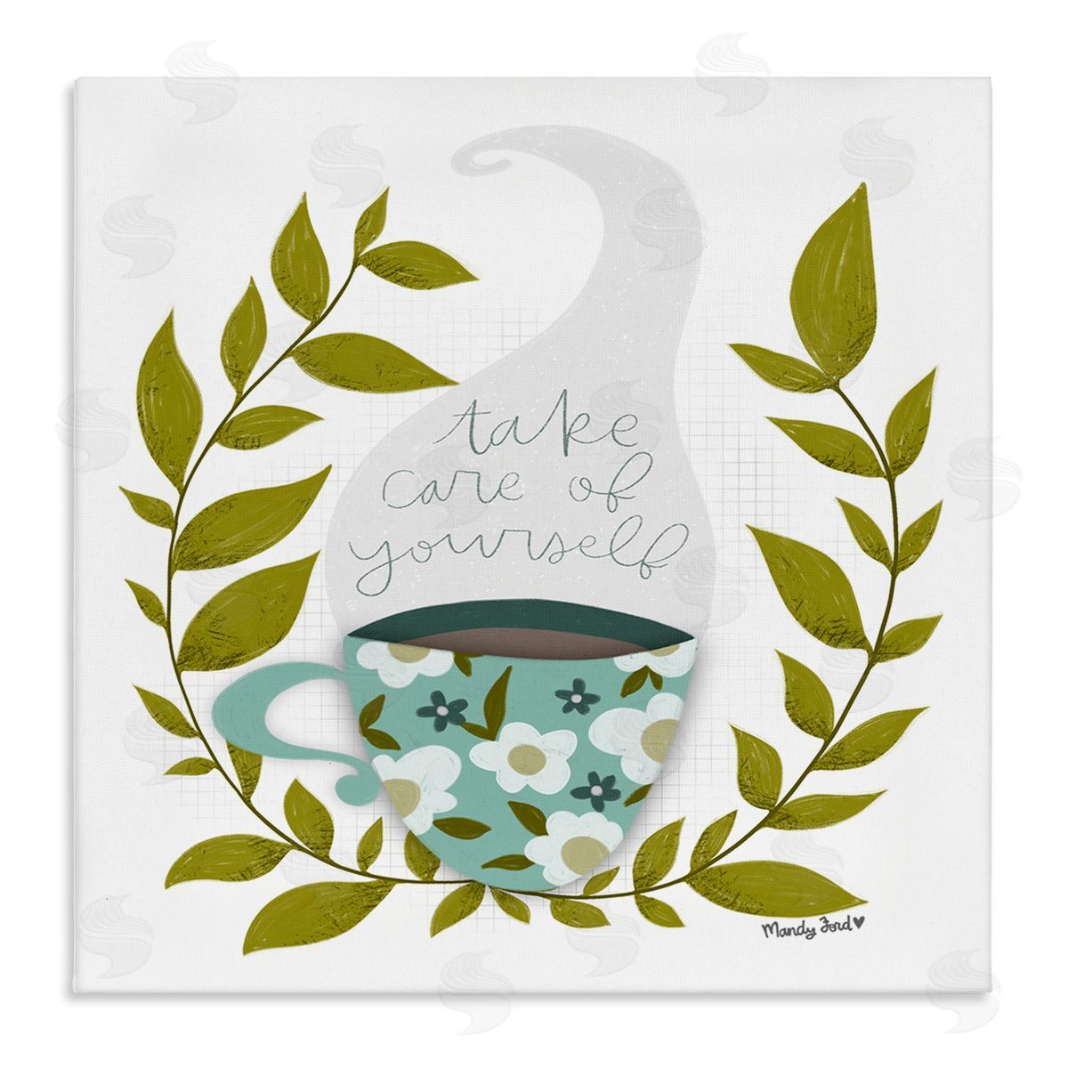Take Care with Relaxing Coffee Canvas Wall Art, Home Decor by Mandy Ford Art + Illustration