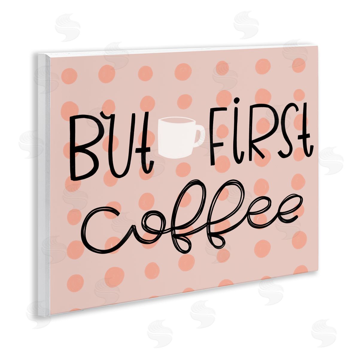 But First Coffee Polka Dots Wood Plaque Wall Art, Home Decor by Mandy Ford Art + Illustration