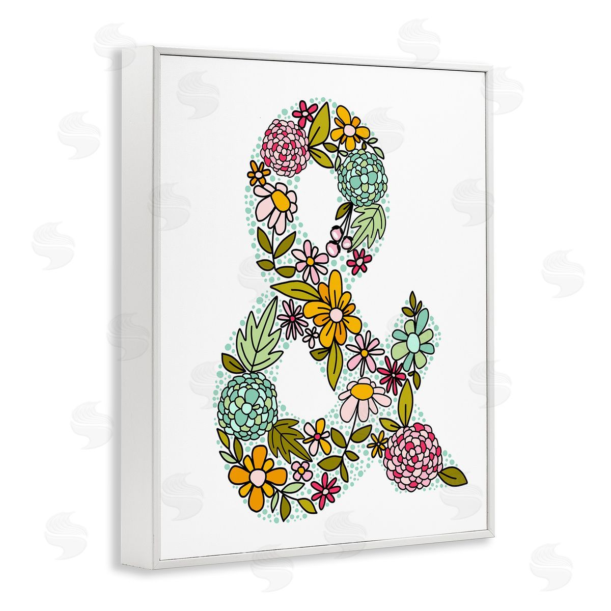 Hydrangea Florals Ampersand White Frame Print Wall Art, Home Decor by Mandy Ford Art + Illustration