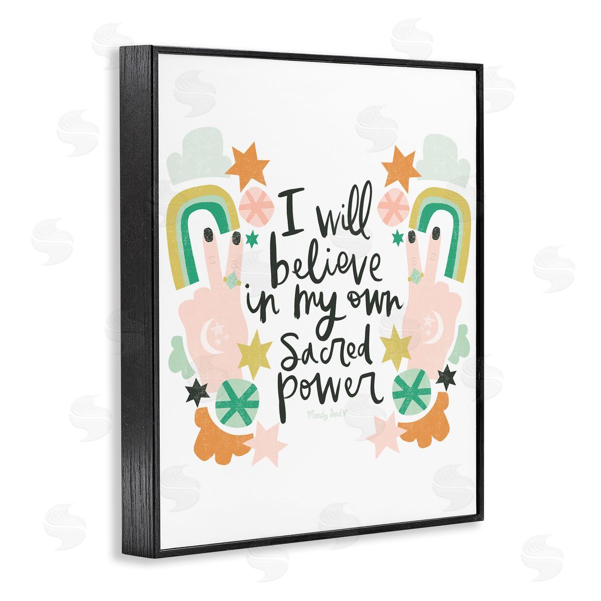 Empowering Sacred Power Sentiment Black Frame Print Wall Art, Home Decor by Mandy Ford Art + Illustration