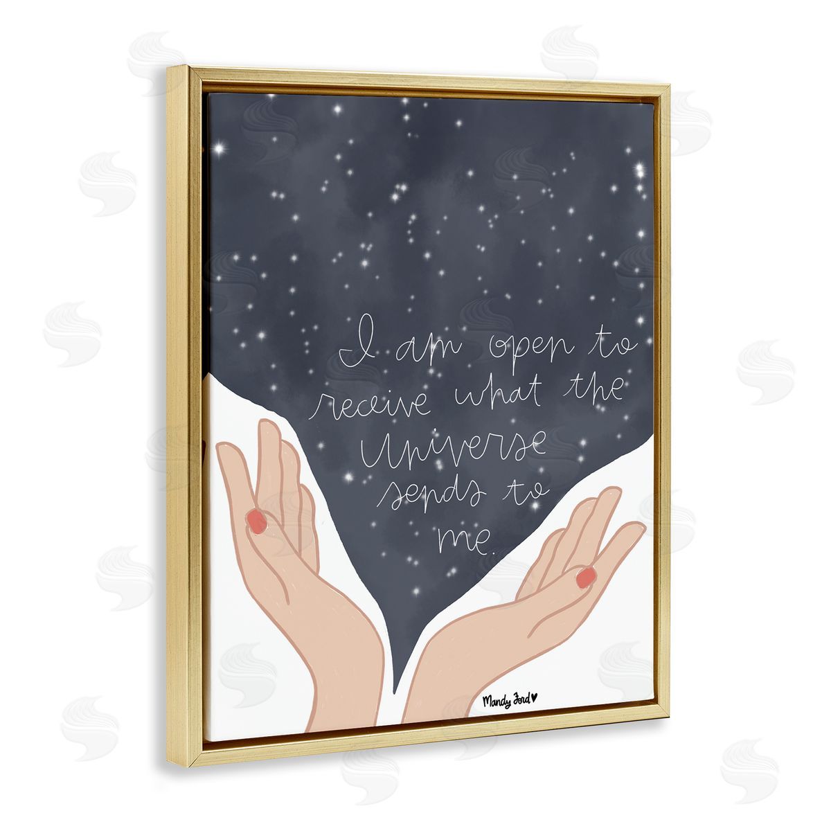 Receive What Universe Sends Gold Floating Frame Canvas Wall Art, Home Decor by Mandy Ford Art + Illustration