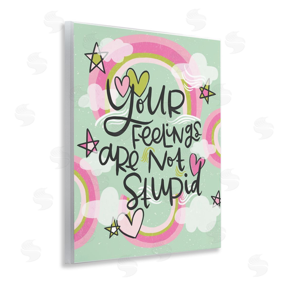 Your Feelings Are Not Stupid Wood Plaque Wall Art, Home Decor by Mandy Ford Art + Illustration