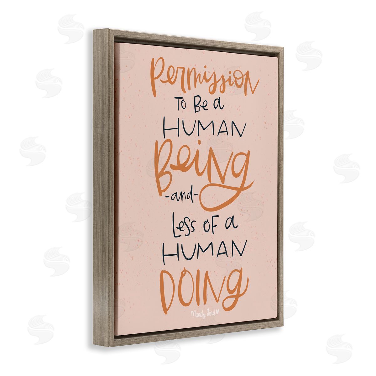 Permission To Be Human Brown Floating Frame Canvas Wall Art, Home Decor by Mandy Ford Art + Illustration