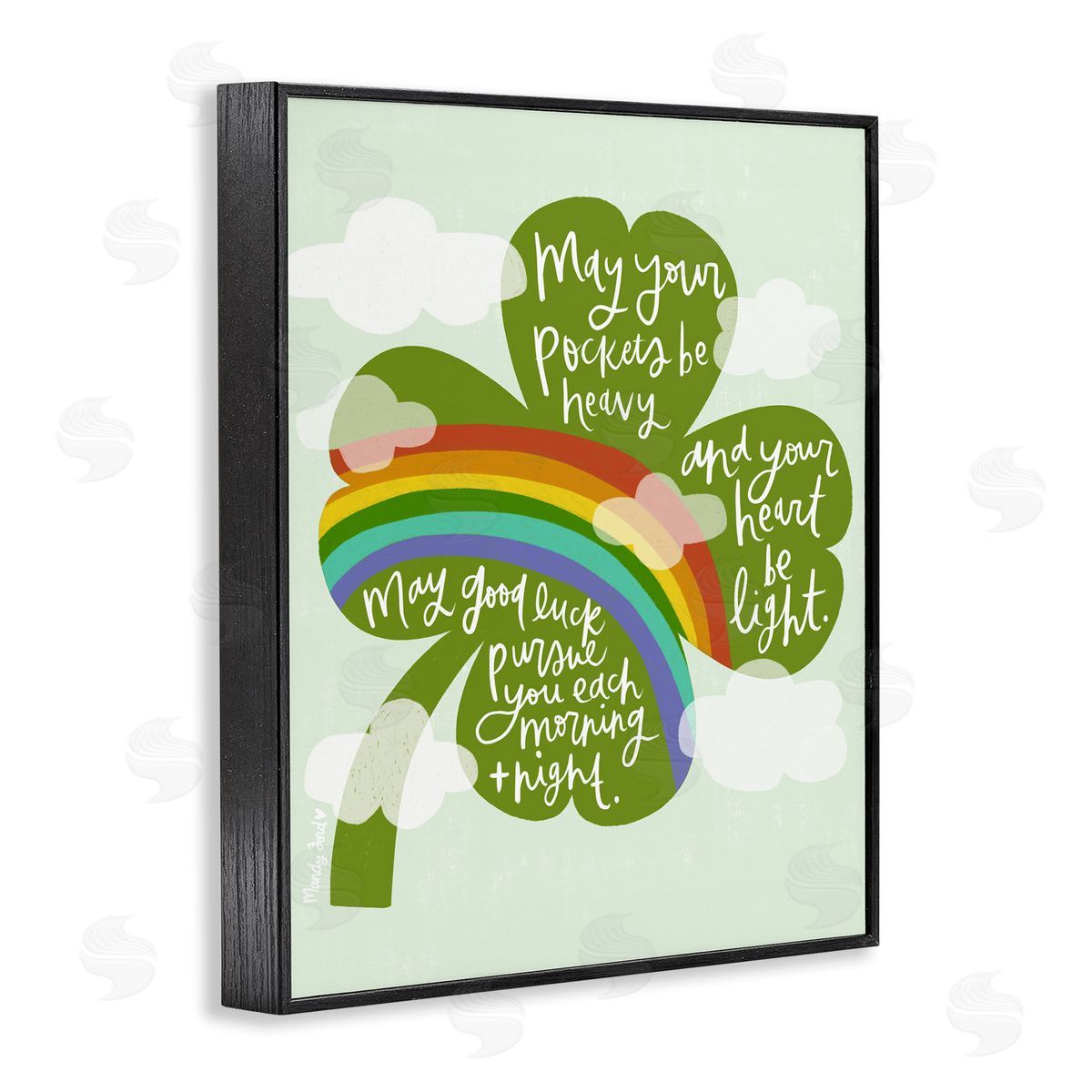 Uplifting Good Luck Rhyme Black Frame Print Wall Art, Home Decor by Mandy Ford Art + Illustration