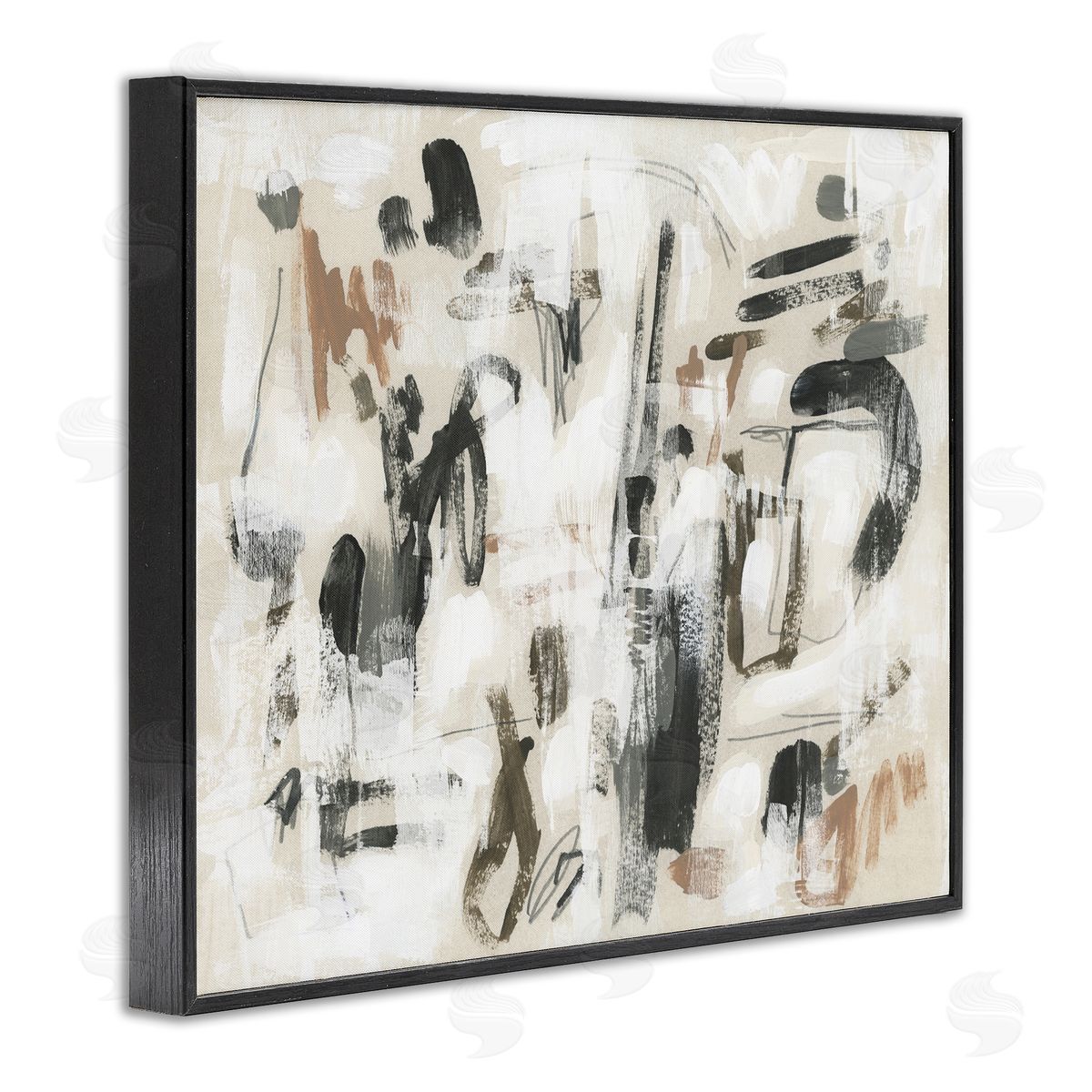 Chaotic Earthy Strokes Black Frame Print Wall Art, Home Decor by June Erica Vess
