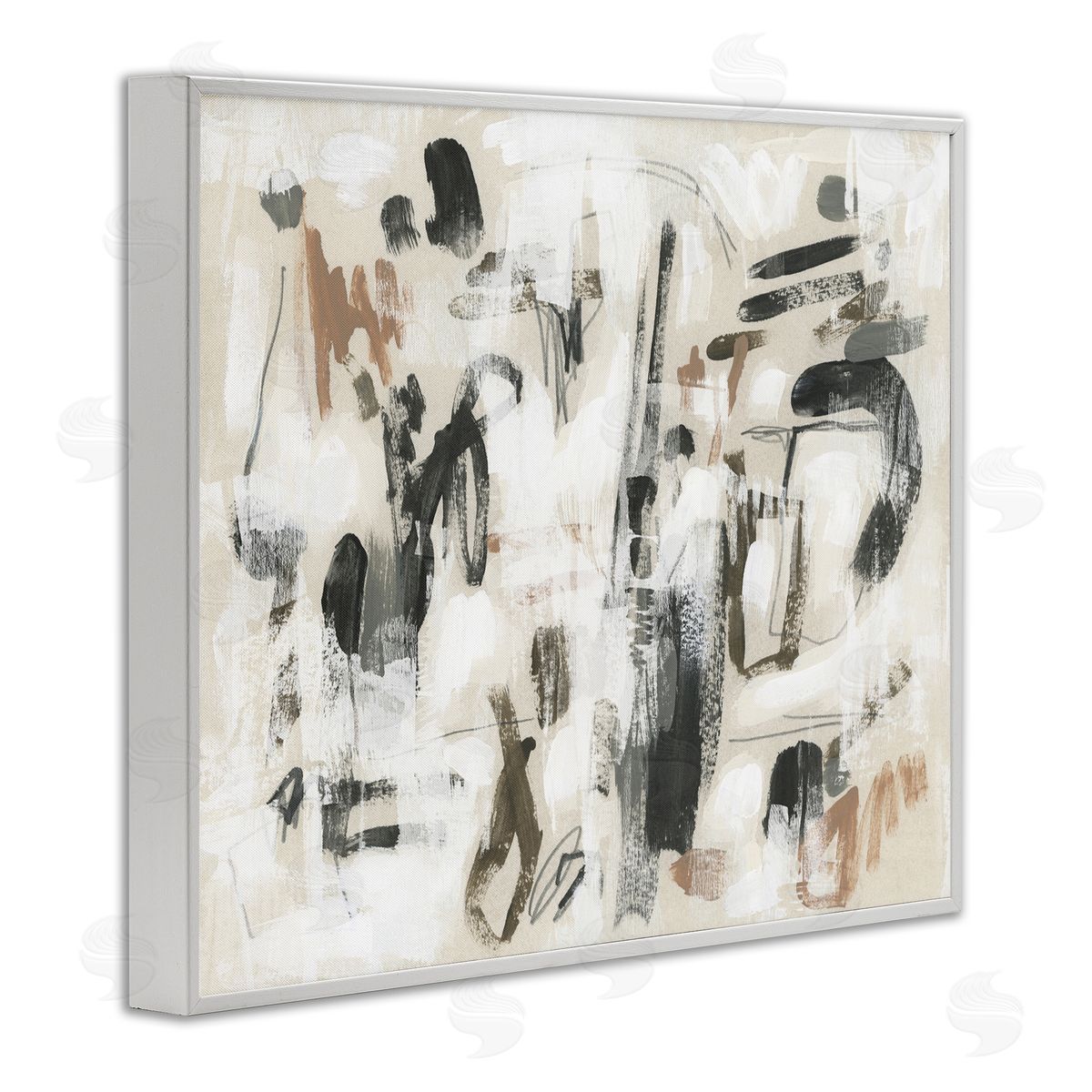 Chaotic Earthy Strokes White Frame Print Wall Art, Home Decor by June Erica Vess