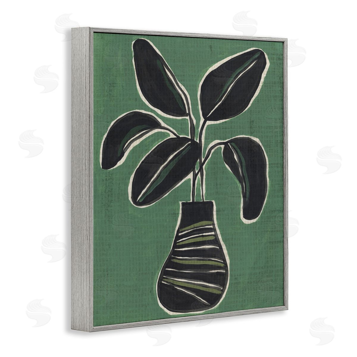House Plant on Green Grey Frame Print Wall Art, Home Decor by June Erica Vess