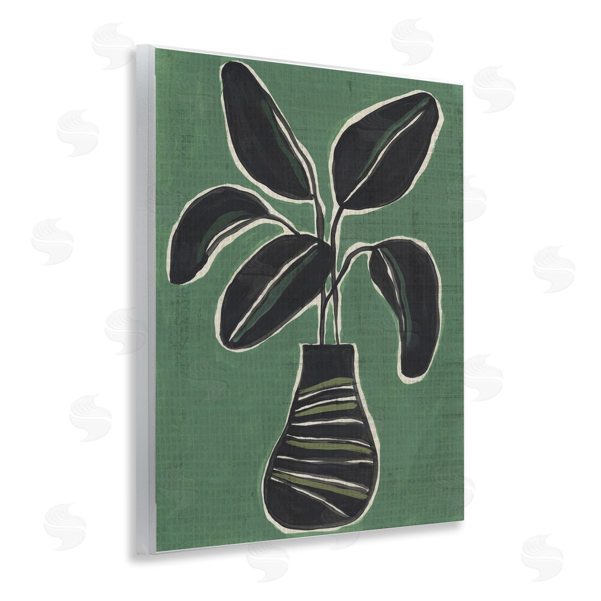 House Plant on Green Wood Plaque Wall Art, Home Decor by June Erica Vess