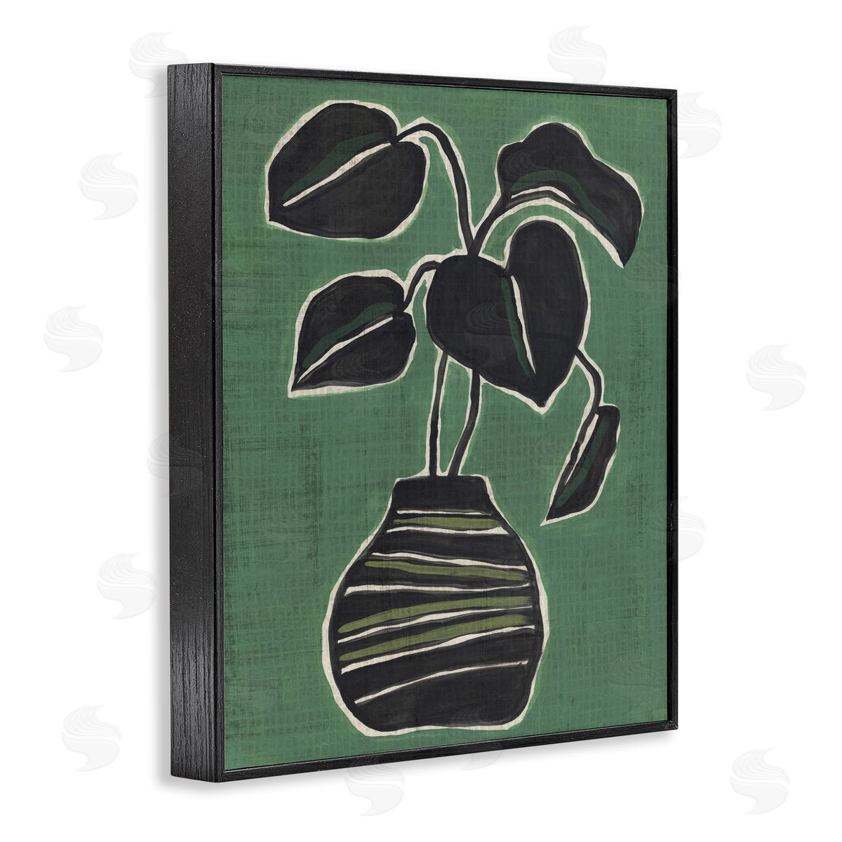 Green Hued House Plant Black Frame Print Wall Art, Home Decor by June Erica Vess