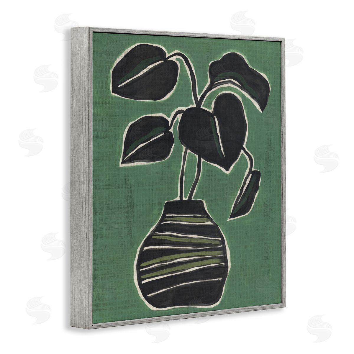 Green Hued House Plant Grey Frame Print Wall Art, Home Decor by June Erica Vess